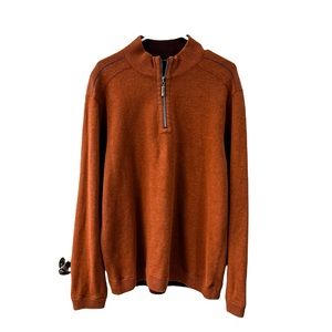 Tommy Bahama Flip Side Orange Burgundy Reversible 1/4 Zip Long Sleeve Sweater